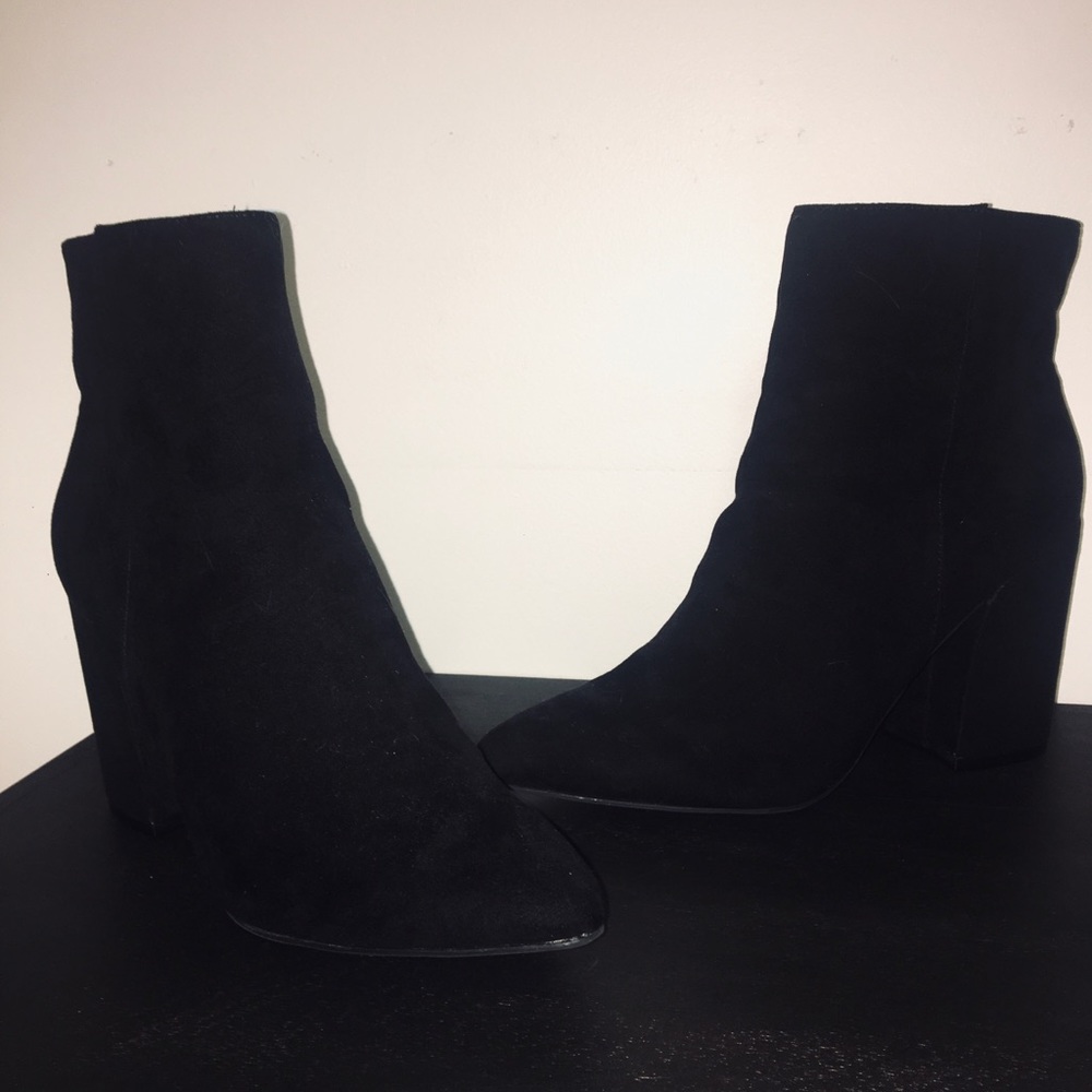 black velvet pointed toe heeled boots